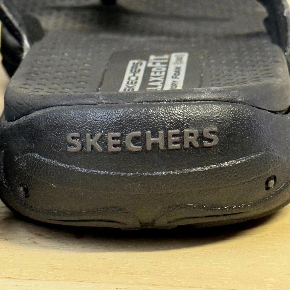 Skechers Relaxed Fit 360 Memory Foam Black Thong Sandals Mens 10 56219SA